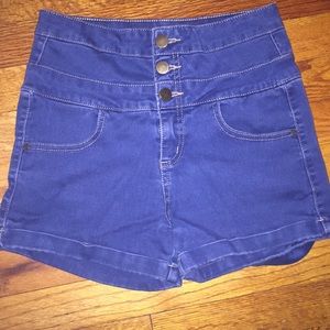 High wasted blue jean shorts